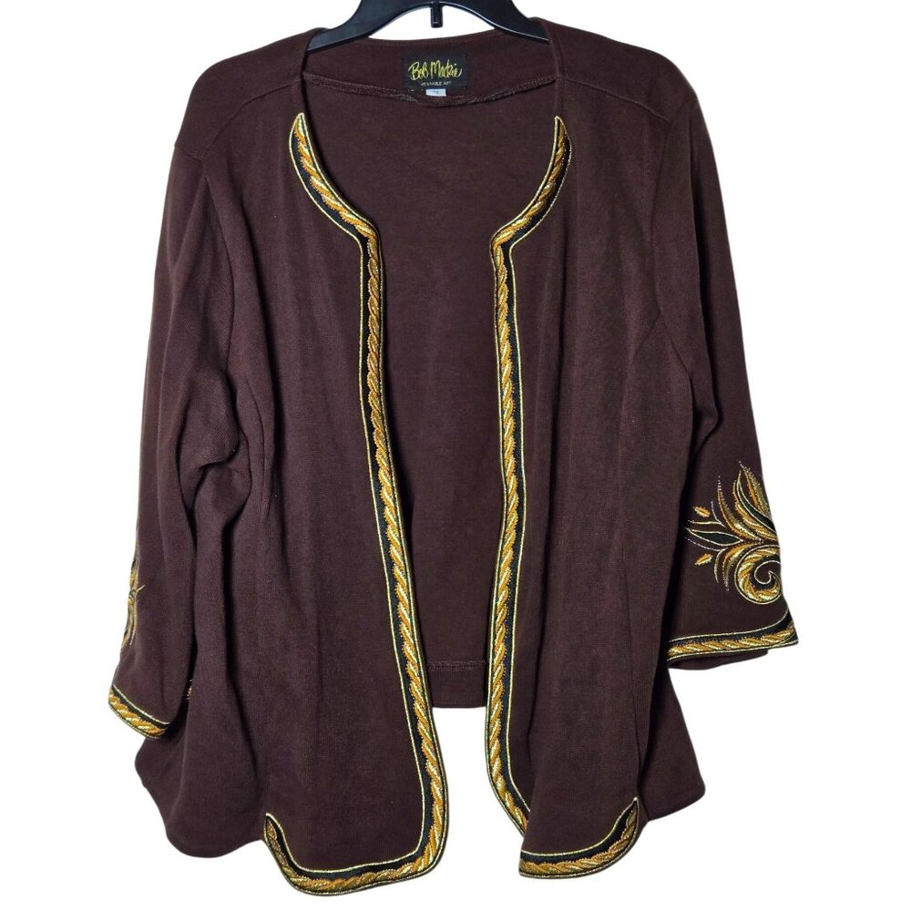 Bob Mackie Embroidered Jacket‎ Plus 2X Blazer Art to Wear Metallic Maximalism